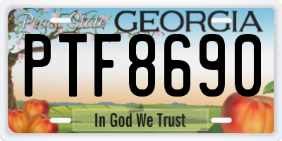 GA license plate PTF8690