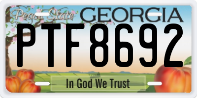 GA license plate PTF8692