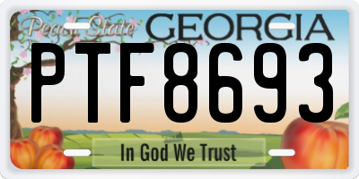 GA license plate PTF8693