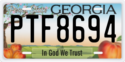 GA license plate PTF8694