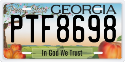 GA license plate PTF8698