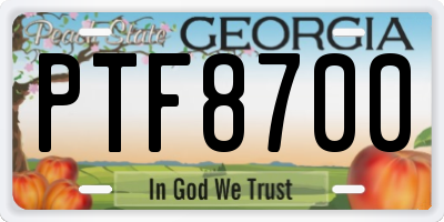 GA license plate PTF8700