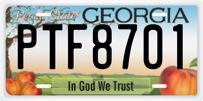 GA license plate PTF8701