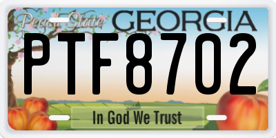 GA license plate PTF8702