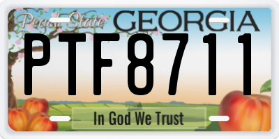 GA license plate PTF8711