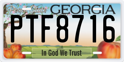 GA license plate PTF8716