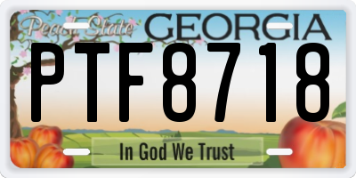 GA license plate PTF8718