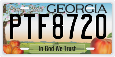 GA license plate PTF8720