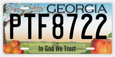 GA license plate PTF8722