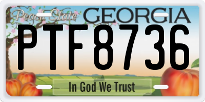 GA license plate PTF8736
