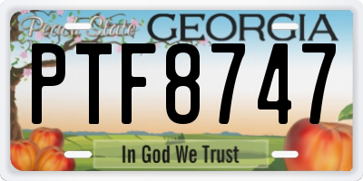 GA license plate PTF8747