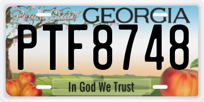 GA license plate PTF8748
