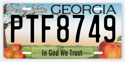 GA license plate PTF8749