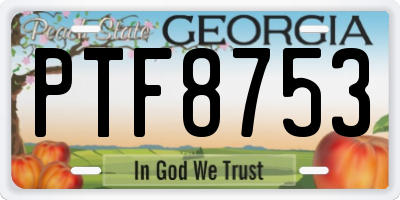 GA license plate PTF8753