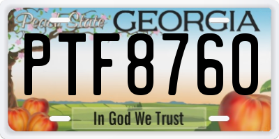 GA license plate PTF8760
