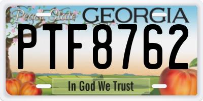 GA license plate PTF8762