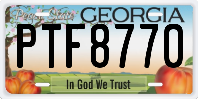 GA license plate PTF8770