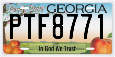 GA license plate PTF8771