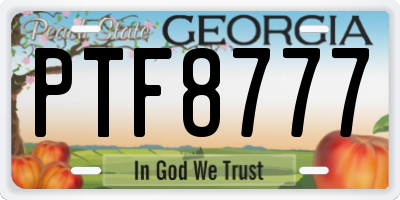 GA license plate PTF8777