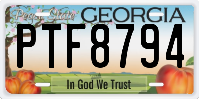 GA license plate PTF8794