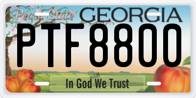GA license plate PTF8800