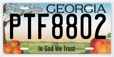 GA license plate PTF8802