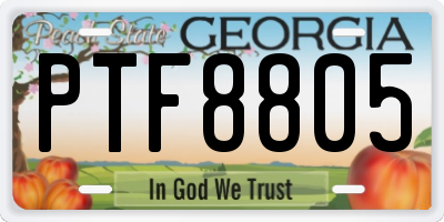 GA license plate PTF8805