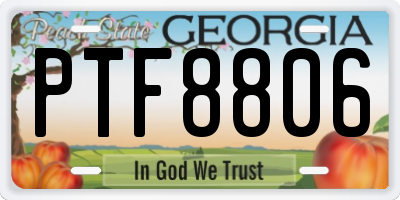 GA license plate PTF8806