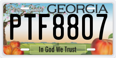 GA license plate PTF8807