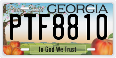 GA license plate PTF8810
