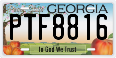 GA license plate PTF8816