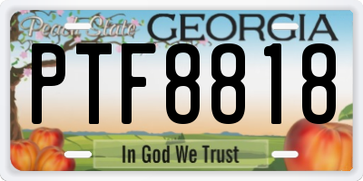 GA license plate PTF8818