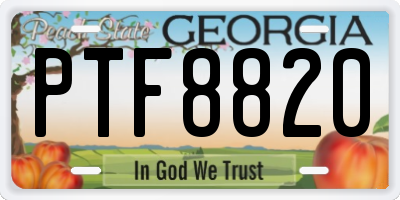 GA license plate PTF8820