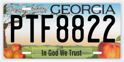 GA license plate PTF8822