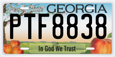 GA license plate PTF8838