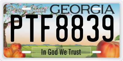 GA license plate PTF8839