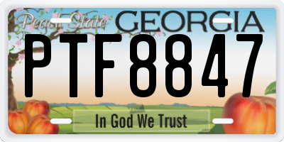 GA license plate PTF8847