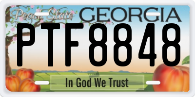 GA license plate PTF8848