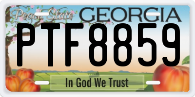 GA license plate PTF8859