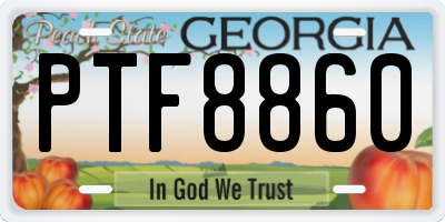 GA license plate PTF8860