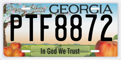 GA license plate PTF8872