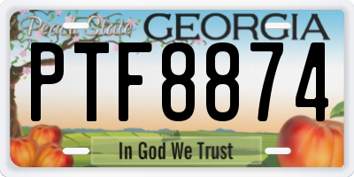 GA license plate PTF8874