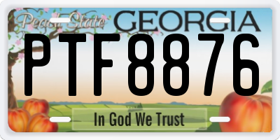 GA license plate PTF8876