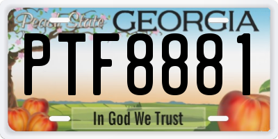 GA license plate PTF8881