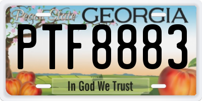 GA license plate PTF8883