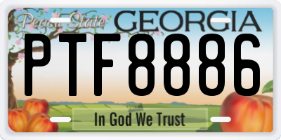 GA license plate PTF8886
