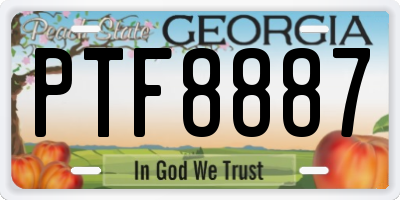 GA license plate PTF8887