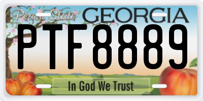 GA license plate PTF8889