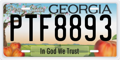 GA license plate PTF8893