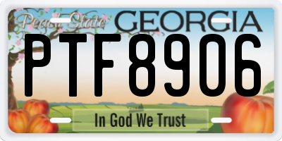 GA license plate PTF8906
